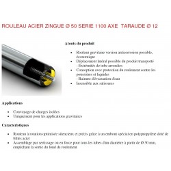 Rouleau ACIER 300 Ø50 Axe Ø12 taraudé M8